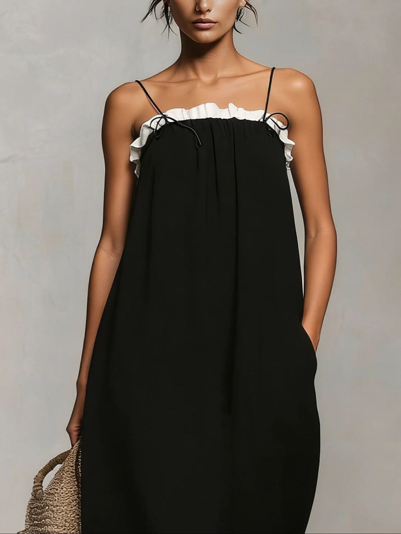 Mirelle™ Color Block Maxi Dress with Spaghetti Straps