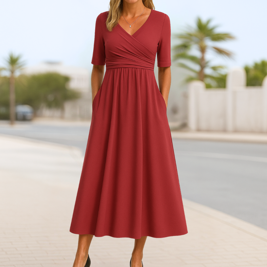 Monique™ Short Sleeve Crossed Dress