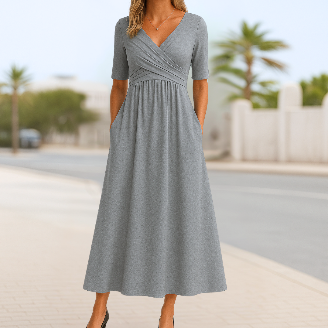 Monique™ Short Sleeve Crossed Dress