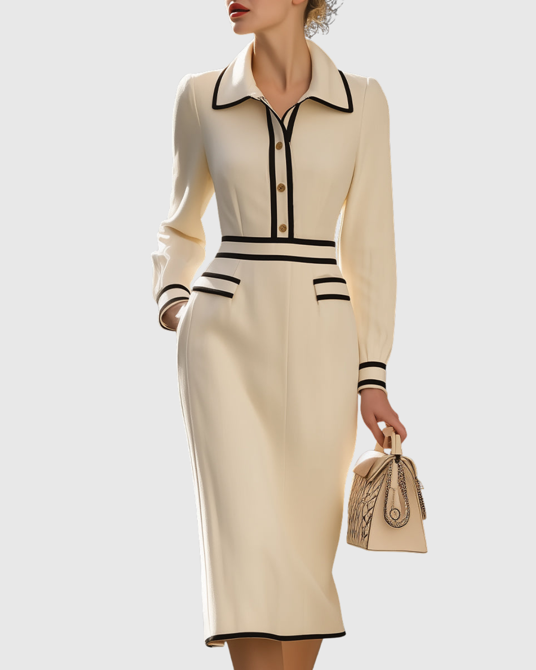 Aderyn | Tailored Midi Dress with Button Details