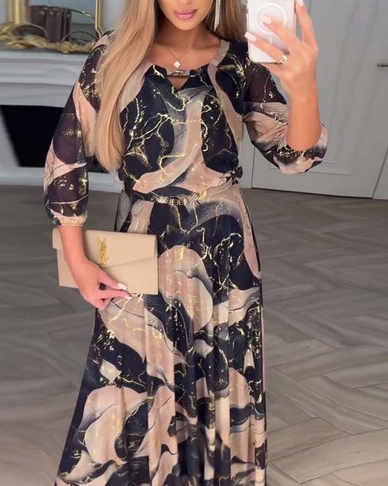 Elvera | Elegant Maxi Dress with Marble Pattern