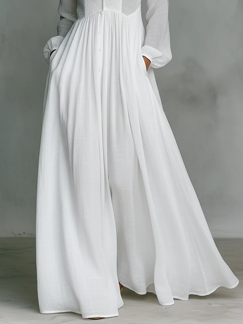 Léonie™ Elegant Maxi Dress with Stand-Up Collar