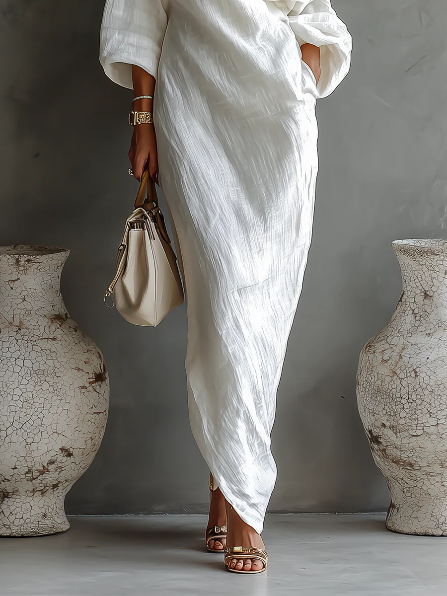 Elise™ Elegant One-Shoulder Maxi Dress in White