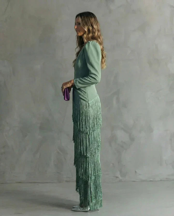 Clara | Long Sleeve Blazer Dress with Deep V-Neck