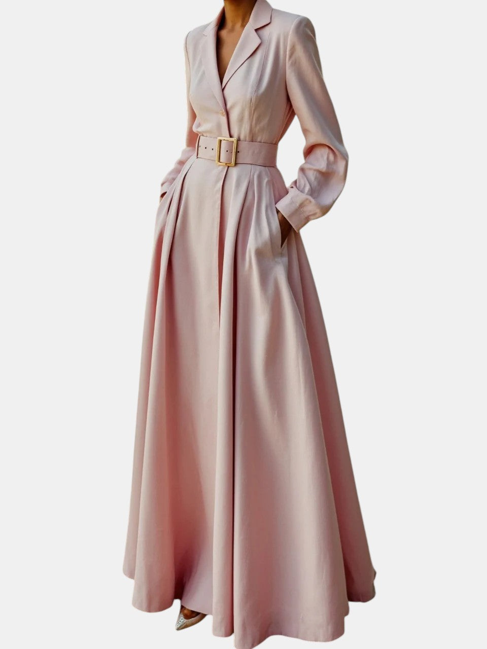 Ceryth | Elegant Midi Dress with Pleated Blazer