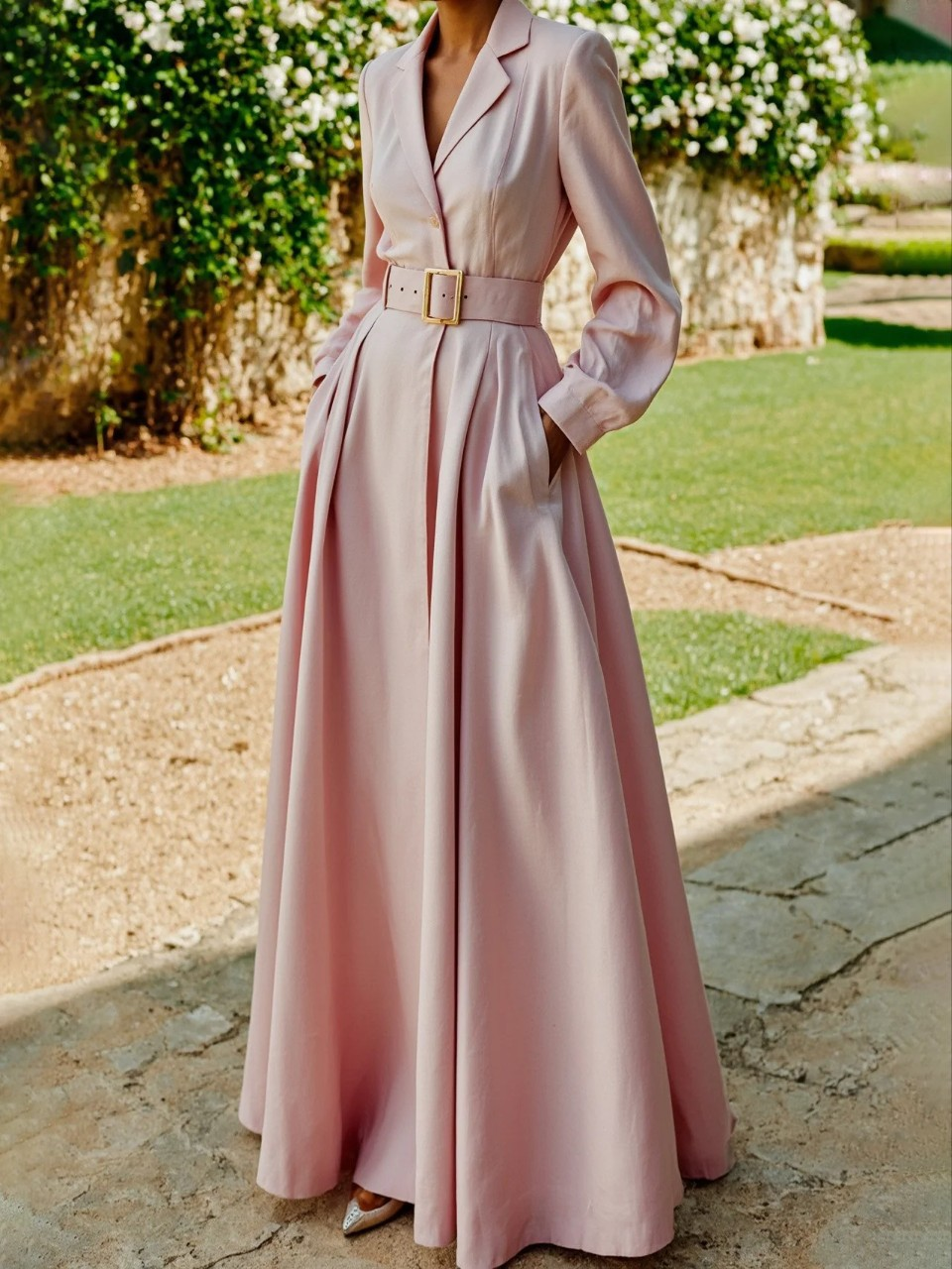 Ceryth | Elegant Midi Dress with Pleated Blazer